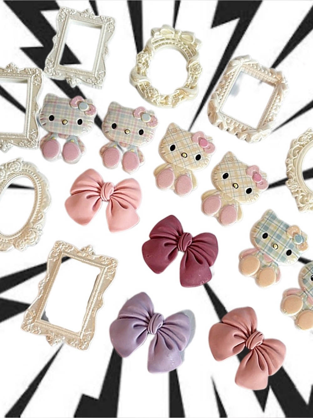 Cabochon Flatback Bundle - Pink, Hello Kitty, Bows, Frames